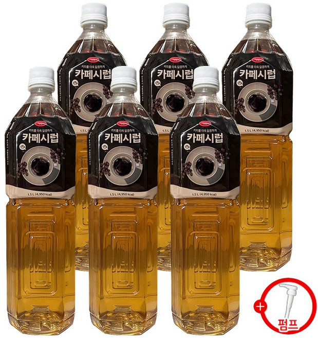 푸드웰 카페시럽 1.5L x 6개 + 시럽펌프 증정, 1개, 1ml
