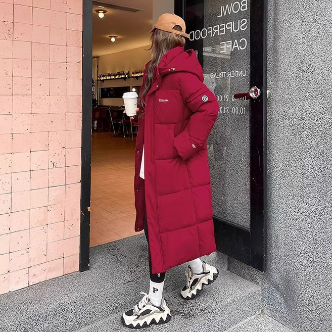 TIMEPURE 여성 롱면패딩 점퍼 겨울 중장기장 후드 면 패딩자켓 오버핏 따뜻한 보온 아우터 슬림핏 체형커버 롱코트 스타일 데일리룩 캐주얼룩 필수템