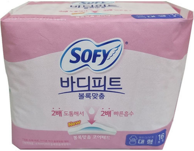 쏘피 바디피트 볼록맞춤 29cm 생리대 날개형 대형 16개입, 1개