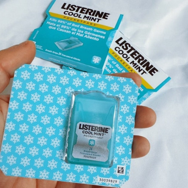 리스테린 포켓팩 휴대용 브레스 스트립 구강청결제 입냄새 구취제거제, 24ml, 1개