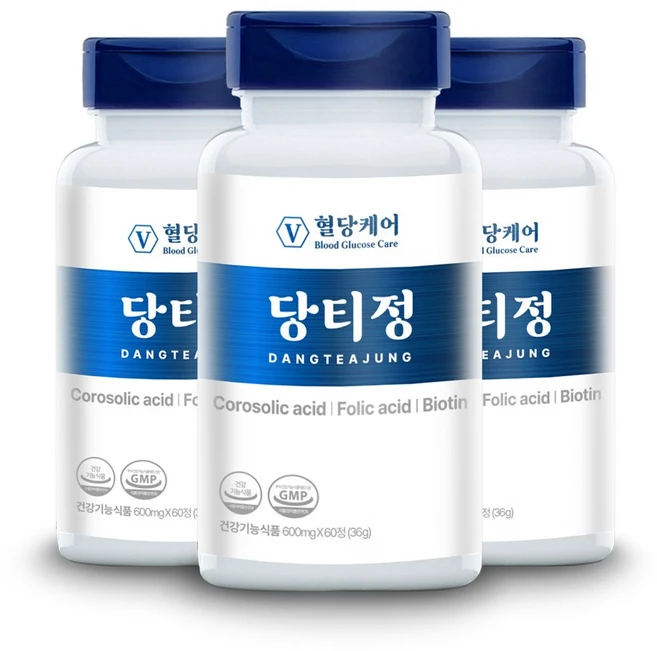 당티정 60정 식후 혈당 관리 혈당 케어 바나바잎 추출물 코로솔산 엽산 비오틴, 3개 - 쿠팡