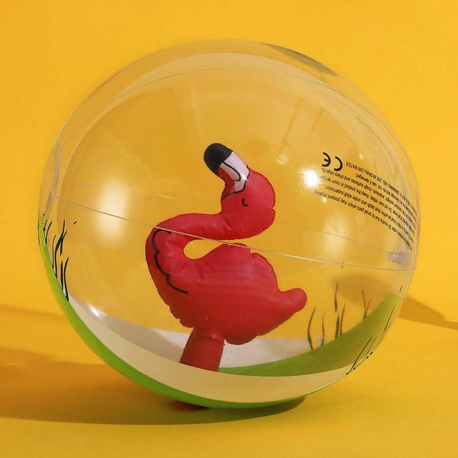 氣球快易送 亮片沙灘球 休閒運動海灘沙灘排球 充氣球 泳池必備 兒童遊戲球, 1個, 沙灘球-16吋火烈鳥球中球