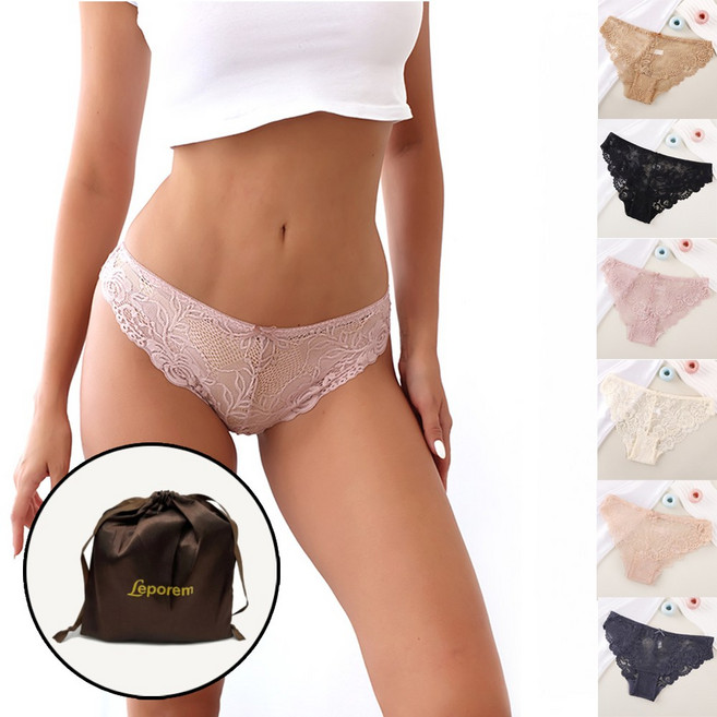 미국 아마존 3년 연속 스테디셀러 르포렘 6장 세트 부드럽고 편안한 여성 레이스 팬티 반투명 망사 섹시 삼각 데일리 요일팬티 6종 컬러 (블랙/화이트/핑크/로얄블루/스킨/베이지)