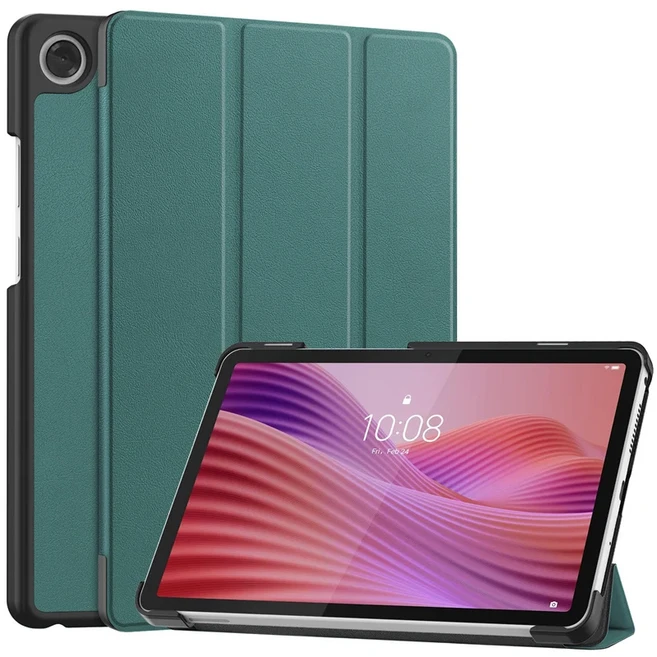 Lenovo Tab One 케이스 용 8.7 인치 삼중 접이식 PU 가죽 스탠드 K9 2025 Cover Funda 스마트 태블릿, 03 Green