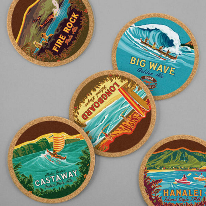 아트박스/모두의팩토리 두께 10mm 미국 맥주 화이트 로고 코르크 컵받침, 18.빅웨이브, 1개