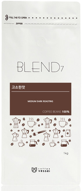 커피베슬 블렌드7 고소한맛 NUTTY, 1개, 1kg, 홀빈(분쇄안함)