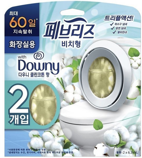 페브리즈 화장실용 방향제 6.3ml 2개입 1개(다우니 클린코튼향), 1개