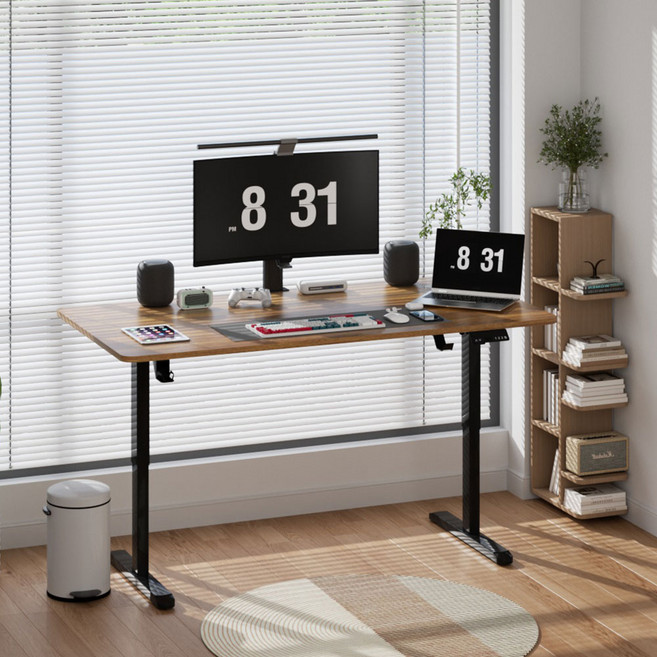 Fahomiss 전동 모션데스크 높이조절 스탠딩 책상 공부 사무용 컴퓨터책상, 월넛