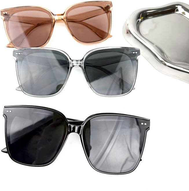 남녀공용 선글라스 투명 핑크 블랙 뿔테 자외선차단 고급케이스 포함