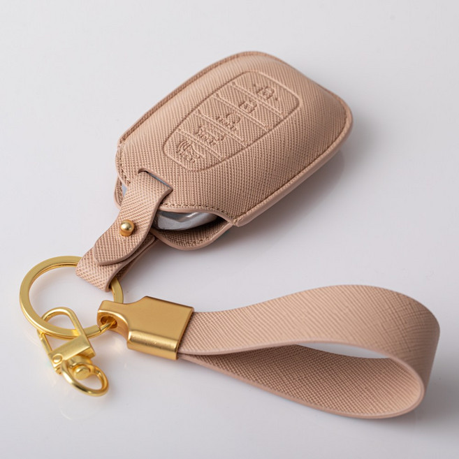 (각인무료)현대 호환 차키케이스 싼타페MX5 그랜저GN7 더뉴아반떼 쏘나타디엣지 더뉴투싼 코나 아이오닉 5버튼 7버튼 조약돌 키링 차량용품 키홀더, 현대 D(각인가능), 샌드베이지