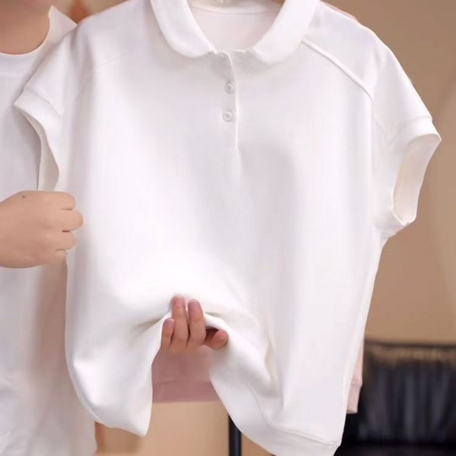 여성반팔티 루즈핏 단추 폴로넥 티셔츠 여름 기본 카라티 무지셔츠 남방