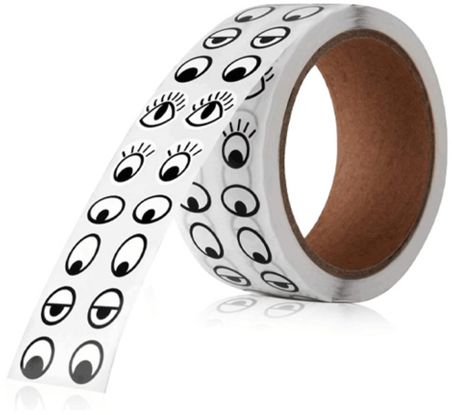 베러워커스 눈알 모양 견출지 스티커, 1롤, 1개, 화이트