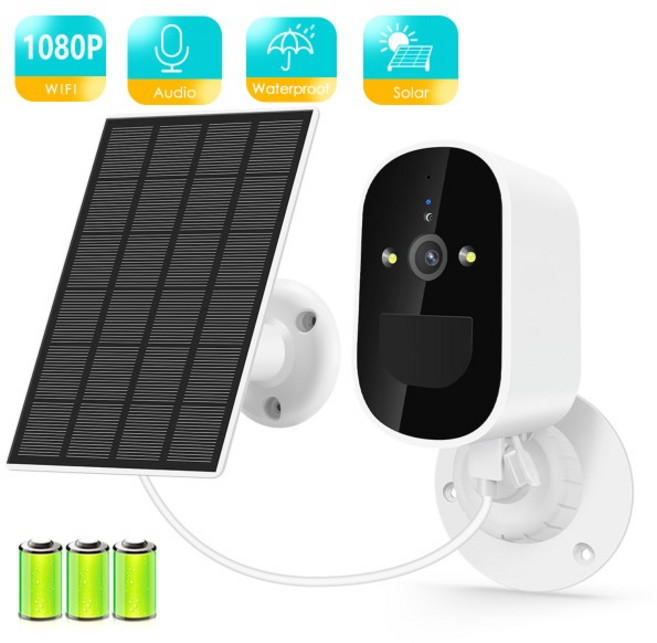 야외 무선 태양광 Wifi 카메라 풀 HD 1080P IP 오디오 및 4000mAh 충전식 배터리, 1080P Add 32GB Card