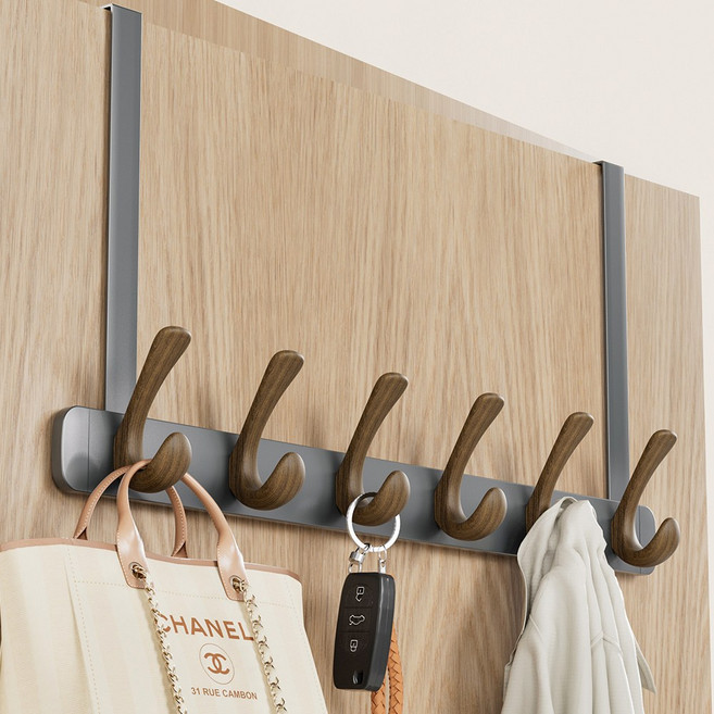 나사 없이 조립 초강력 도어행거 | 문틈 수납 다용도 행거 옷걸이, 1개, 회색