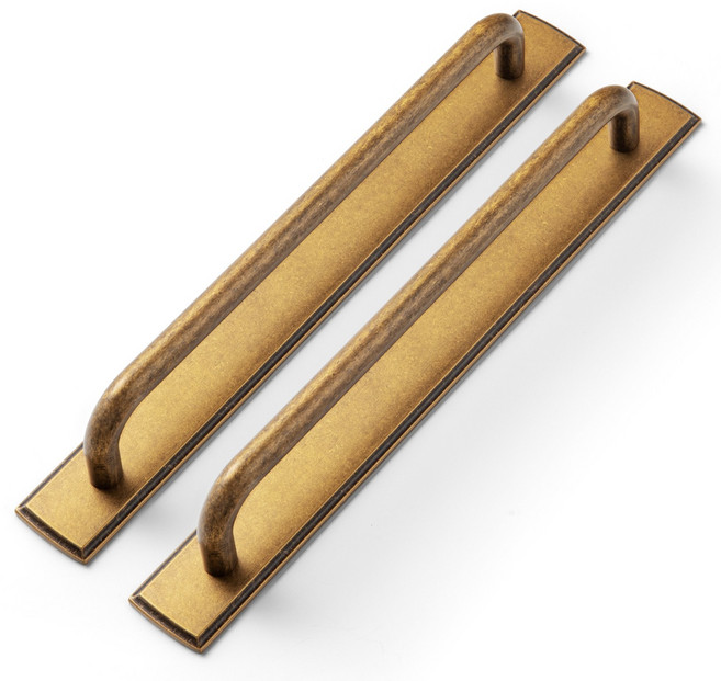 Goo-Ki 가구문고리 서랍장 손잡이 아연합금가구손잡이 찬장 손잡이, 192mm, 2개+받침대(G011), GT-앤티크 황동