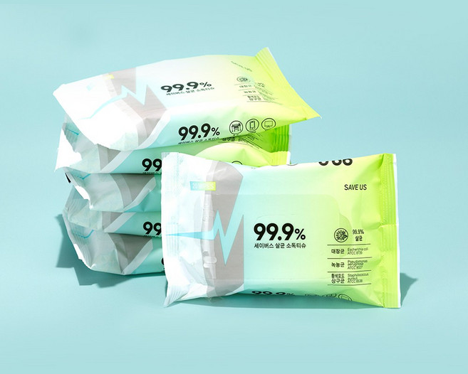 세이버스 살균 소독티슈 휴대용 20매 5팩, 5개