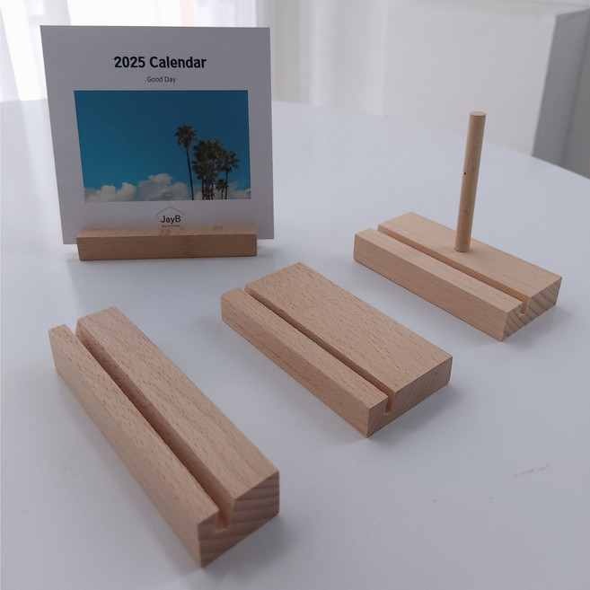 JayB 원목 달력받침대 달력거치대 탁상형 캘린더 명함꽂이 엽서꽂이 봉타입, 1개