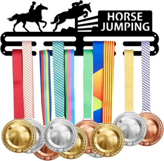 메달 걸이 승마 행어 디스플레이 남성용 말 점프 스포츠 랙 40 개 이상의 트로피 거치대 어워드 리본, [01] Riding