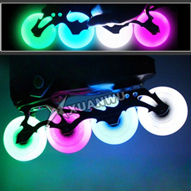 인라인 베어링 바퀴 부품 롤러스케이트 화려한 발광휠 교체, 1개, 블루 76mm 베어링 포함