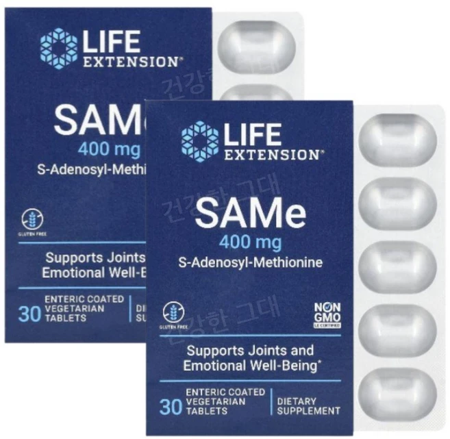 1+1 라이프익스텐션 SAMe 400mg 30정 아데노실 메티오닌, 2개 - 쿠팡