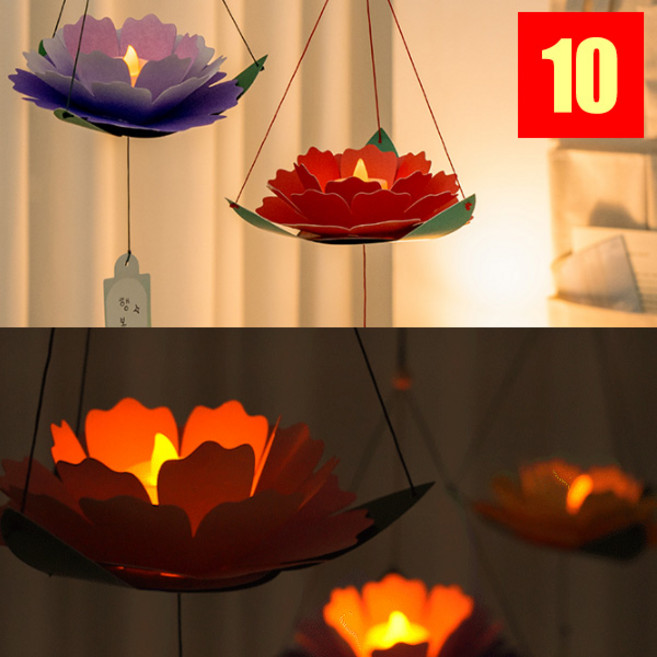 카네이션 종이무드등DIY+조명포함 만들기키트 꽃잎 소원등 만들기, 1세트, 꽃잎카네이션 X 10개