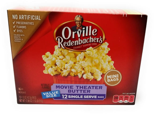 오빌 레덴바허스 고급 팝콘 영화관 버터 12개입 미니 (2개 Orville Redechers Gourmet Popcorn Movie Theater Butter 12 Ct. Mini, 1개
