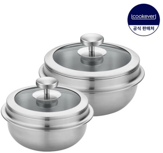 [쿡에버] IH 인덕션 통3중 스텐 뚝배기 2종 세트 (G14+G16), 16cm, 1세트