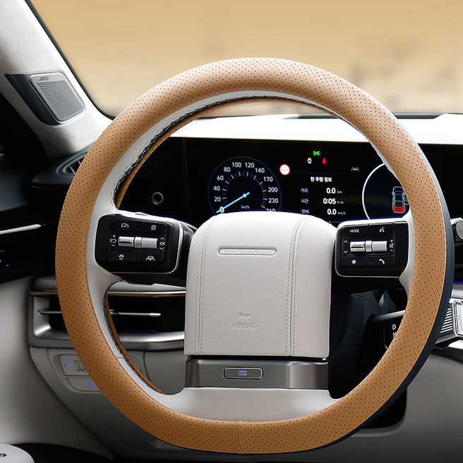 2026 그랜저 gn7 핸들커버 타공 투톤 D컷 제트비, 라떼브라운