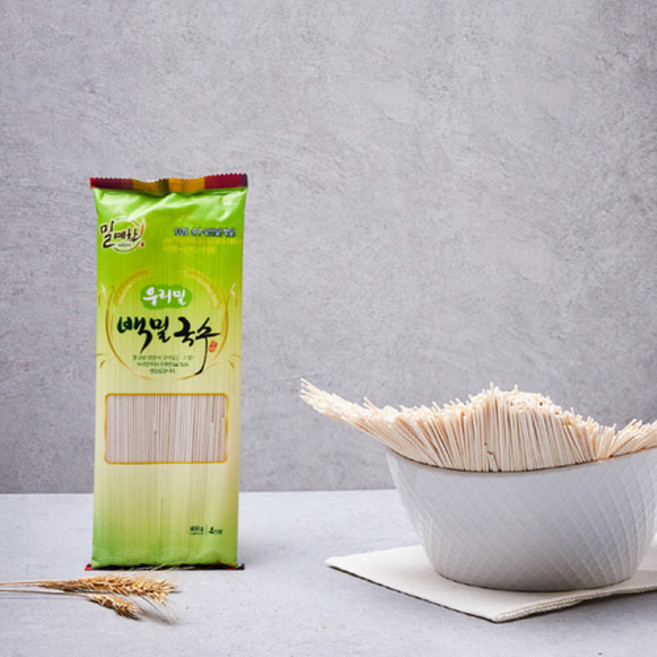 구례 우리밀 국수 유기가공 국산 100% 백밀국수 웰빙국수 400g 20인분, 5개