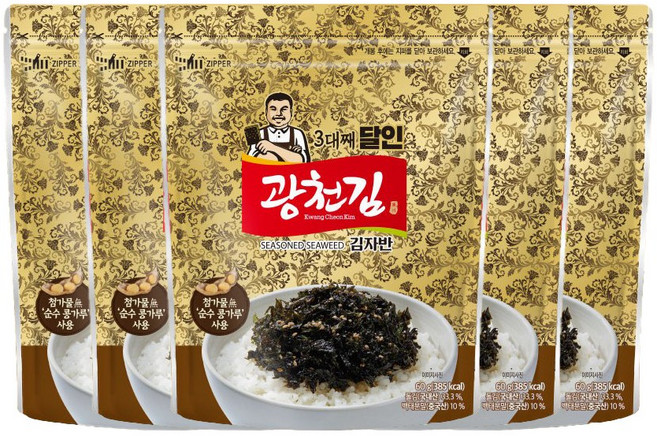 광천김 3대째 달인 김자반, 60g, 5개