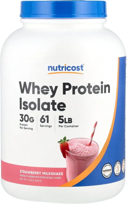 Nutricost 분리유청단백질 딸기 밀크셰이크 2 268g(5lb) Nutricost (뉴트리코스트), 1개, 2.268g - 쿠팡