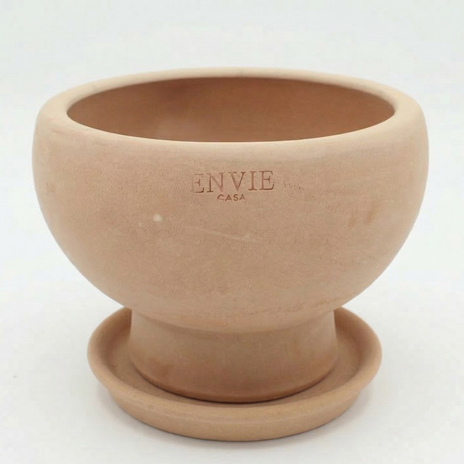 그린데이 앙비까사 절구토분 20호+받침세트 절구모양 동그란 낮은 디자인 원형 인테리어 모던, 피치, 1개