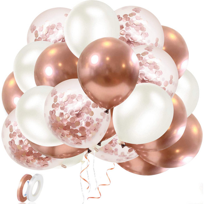 10인치 생일 파티 풍선 장식 세트 고무풍선 90개입, 1세트, 로즈골드