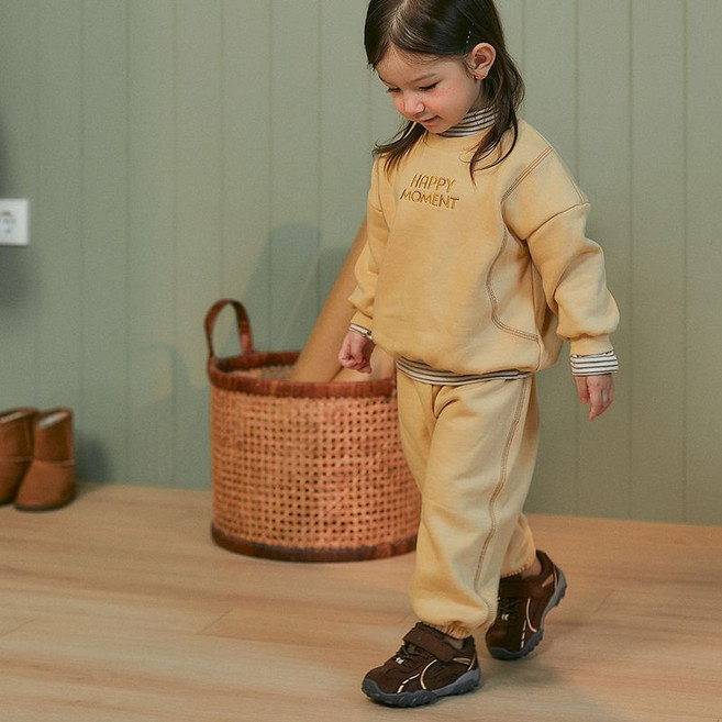 해피프린스 커스타드 기모 아기 셋업