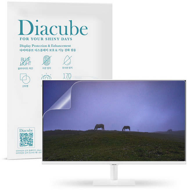 다이아큐브 삼성 스마트모니터 M70F LS32FM703 (80cm) 저반사 지문방지 항균 블루라이트차단 액정보호필름 UV차단 무광택 전면점착형, 1개, 삼성스마트모니터M70F LS32FM703 저반사지문방지