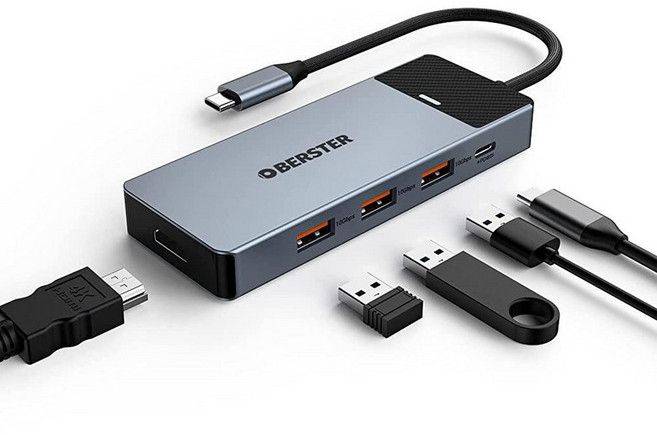 USB C 도킹 스테이션 노트북 맥북 프로/에어 서피스 프로용 4K HDMI 및 호환 허브(4K HDMI 3.0 PD 100W 3.0 2개 2.0 SD/TF 카텐레저, 1개, OB-HB046-11-ASIN