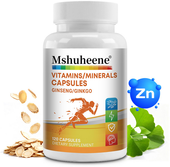 비타민&미네랄캡슐-인삼은행잎 첨가-일상적인 활력과 집중력 지원, 3개, 120정