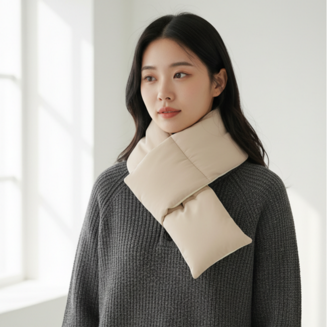 조온하루 생활방수 부드러운 안감 겨울 경량 데일리 패딩목도리 숏 패딩머플러