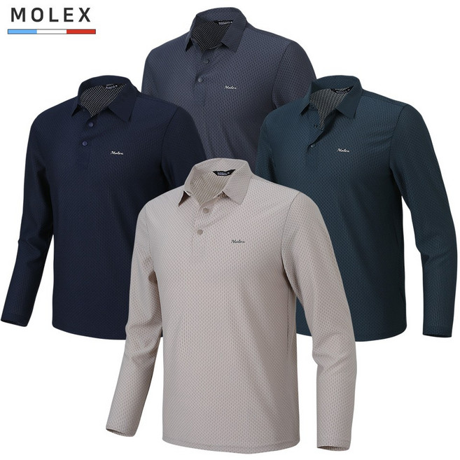 2026 봄 여름 남성 쿨 스판 엠보 카라넥 카라티 골프티 긴팔 아웃도어 캐주얼 MLX