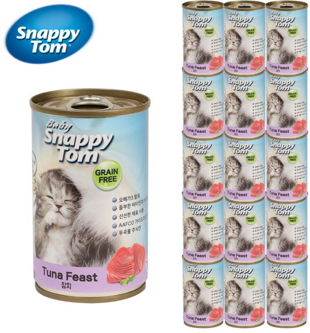 스내피톰 생후 3개월 이후 고양이 베이비 피스트 파테 주식캔 15p, 15개, 150g, 참치