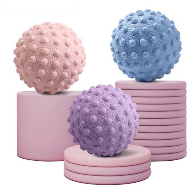 얼도우 실리콘 돌기 마사지볼 지압 안마 필라테스 등 근육이완 휴대용 땅콩 롤링 볼, 블루, 1개