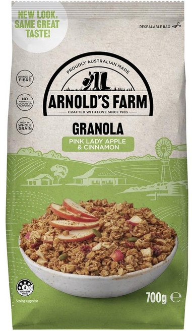 호주 아놀드 팜 Arnold's Farm Granola Pink Lady Apple & Cinnamon 핑크 레이디 애플 & 시나몬 그래놀라, 2개, 700g