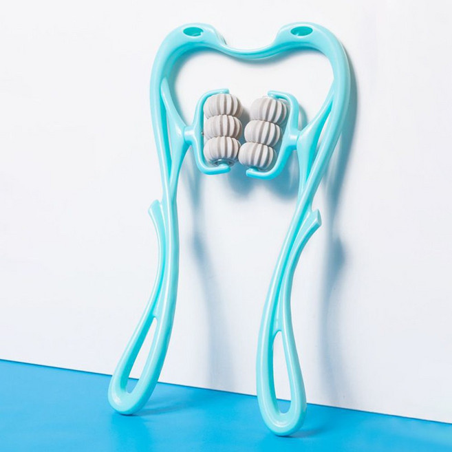 목어깨 마사지기 6구 롤링 목안마기 뒷목 승모근 종아리 발바닥 마사지 지압, 1개, 블루