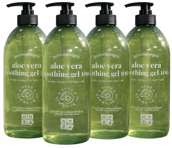 수아연 자연공유 알로에 베라 수딩젤 100, 4개, 1L