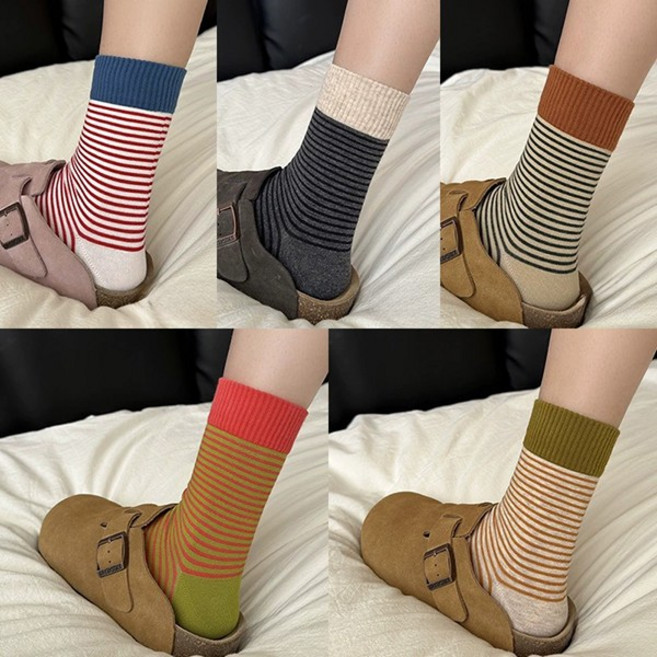 유니온 도톰한 줄무늬 패션 양말 세트
