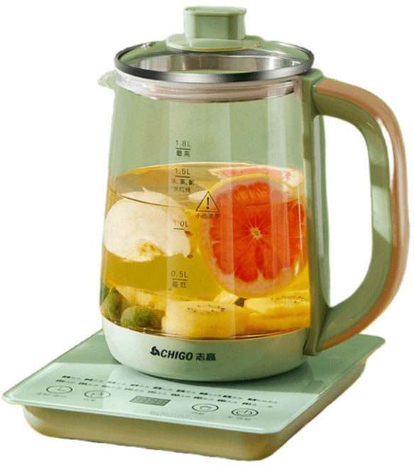CHIGO 志高 多功能養生壺 燉盅款 花茶壺, 養生壺綠色-濾網, 1個, 1.8L