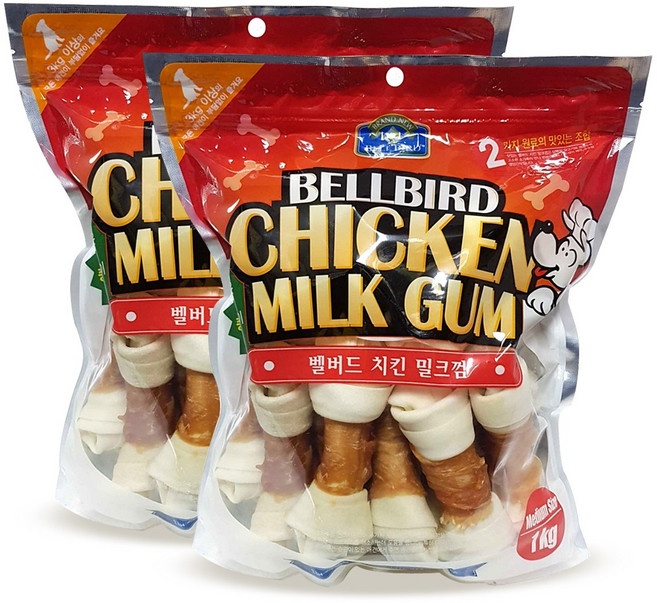벨버드 치킨 밀크껌 개껌 미디움, M, 1kg, 2개