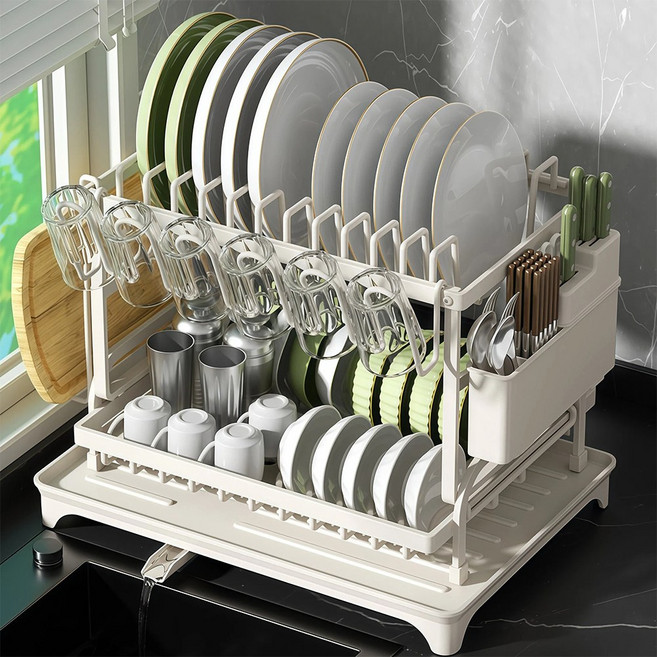 blitopia 자동배수 식기건조대, 1개, 흰색