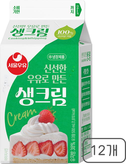 서울우유 생크림500ML, 500ml, 12개