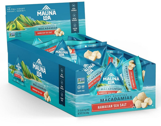 마카다미아 너트 마늘 봉지(12개들이 양파 미니 팩) 파우치 제공 맛 1온스 맥 1회 스낵